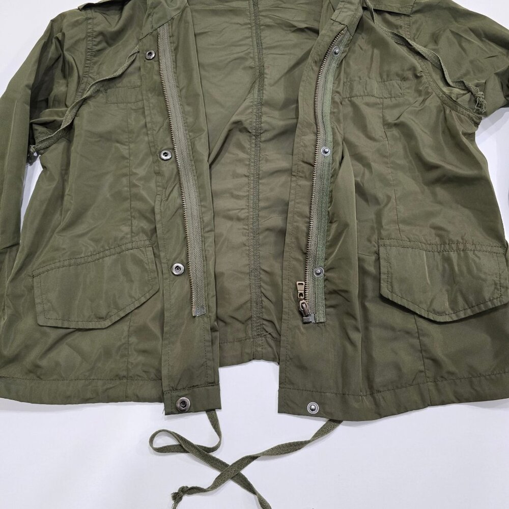 Brandy Melville ✦ Olive Hooded Utility Jacket ✦ Lightweight Drawstring Layer S/M - Picture 3 of 13